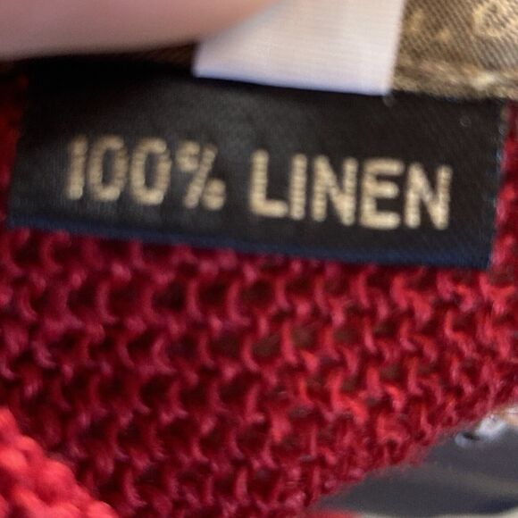 Zuza Bart Shirt Womens Medium Linen Tank Top Clear Red Beachy‎ Resort Basic - Picture 6 of 12